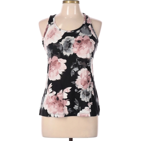 Old Navy active pink and black floral tank size medium - Picture 2 of 2